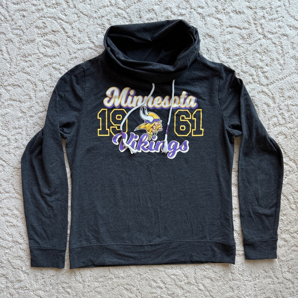 Vikings NFL Women’s Medium Dark Gray Sportswear Cowl Long Sleeve Game Day Shirt